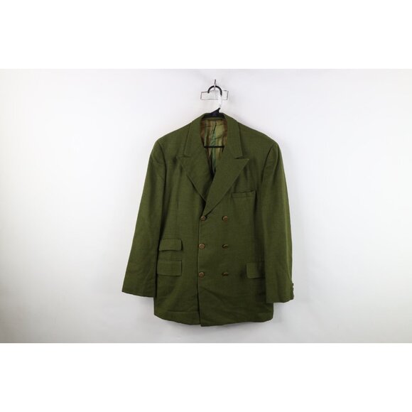 Vintage 50s 60s Macys Mens 44R Wool Double Breasted Blazer Suit